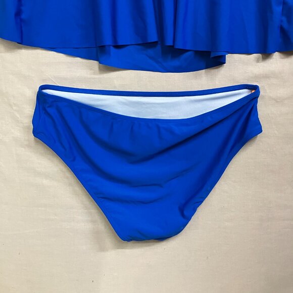 Cupshe Women's Large Chick Blue 2 Piece Tankini Swimdress Flattering Ruching - Picture 13 of 16